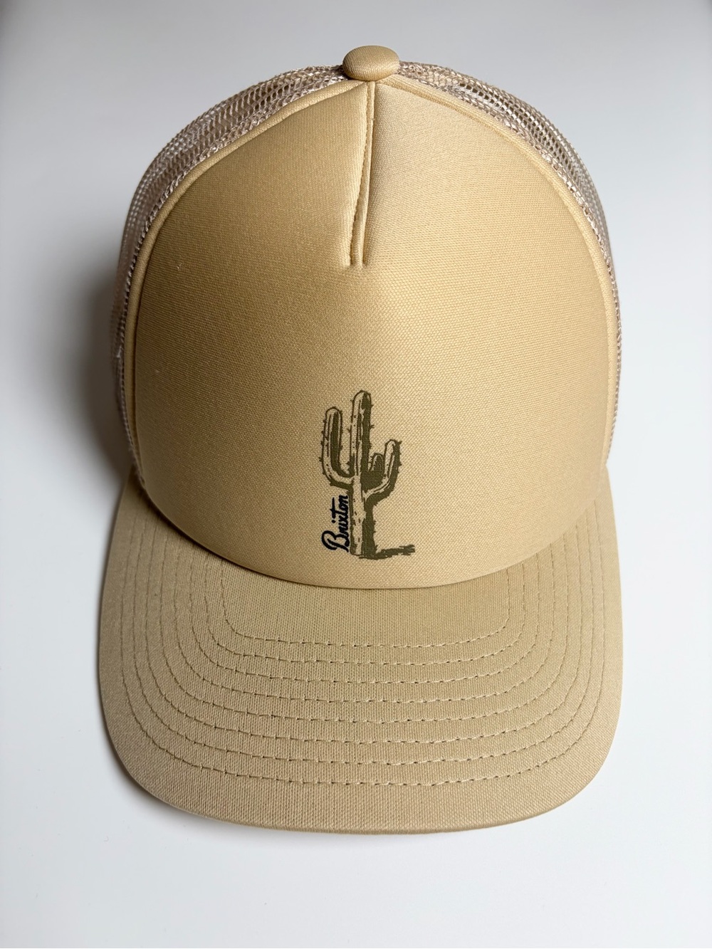 Brixton Men’s Cactus Trucker Hat Adjustable Mesh Snapback Beige Cap Desert NWOT